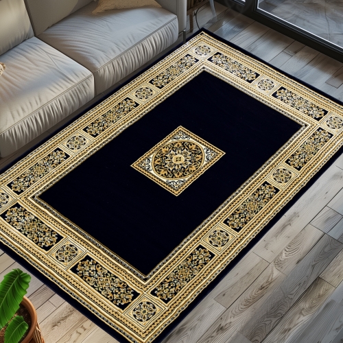 Dywan Tradycyjny 160x220 cm Orientalny Czarny Do Salonu BELVEDERE 0809D navy/navy