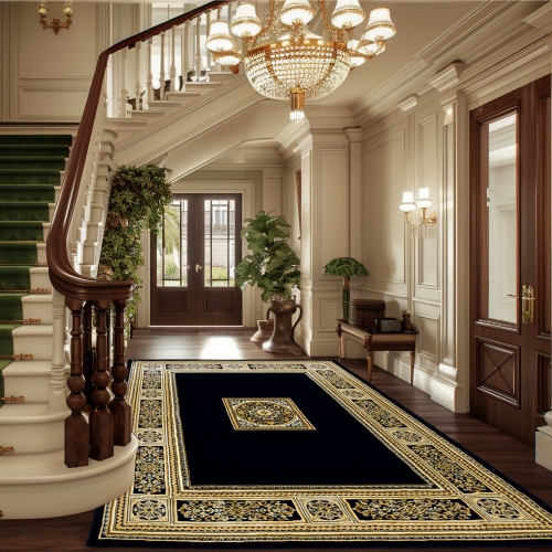 Dywan Tradycyjny 160x220 cm Orientalny Czarny Do Salonu BELVEDERE 0809D navy/navy