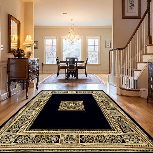 Dywan Tradycyjny 160x220 cm Orientalny Czarny Do Salonu BELVEDERE 0809D navy/navy