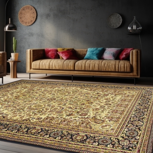Dywan Tradycyjny 60x100 cm Orientalny Kremowy Do Salonu BELVEDERE 1650A cream/black