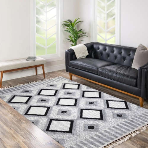Dywan z frędzlami 120x180 cm Boho Szary Do Salonu AREZZO Y523A grey/grey