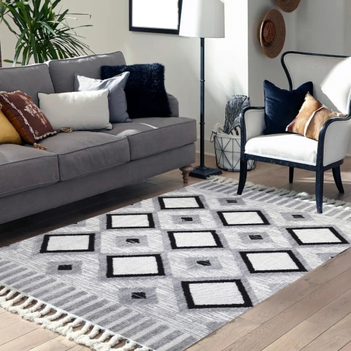 Dywan z frędzlami 120x180 cm Boho Szary Do Salonu AREZZO Y523A grey/grey