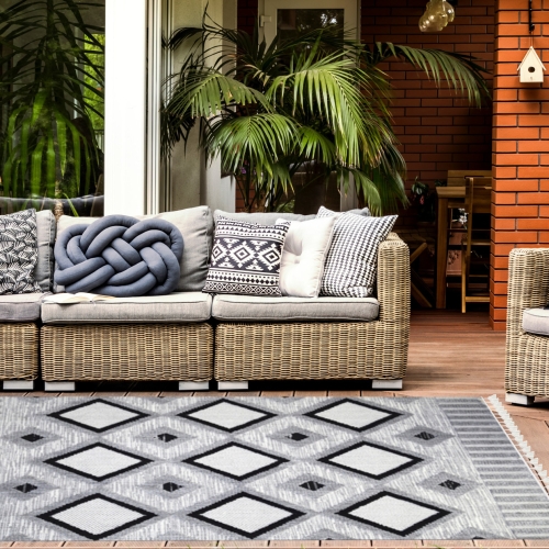 Dywan z frędzlami 120x180 cm Boho Szary Do Salonu AREZZO Y523A grey/grey