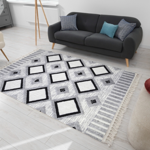 Dywan z frędzlami 120x180 cm Boho Szary Do Salonu AREZZO Y523A grey/grey