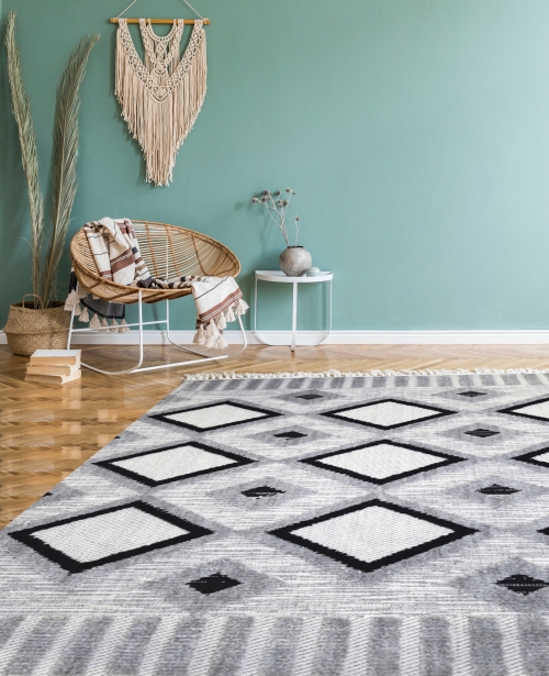 Dywan z frędzlami 120x180 cm Boho Szary Do Salonu AREZZO Y523A grey/grey
