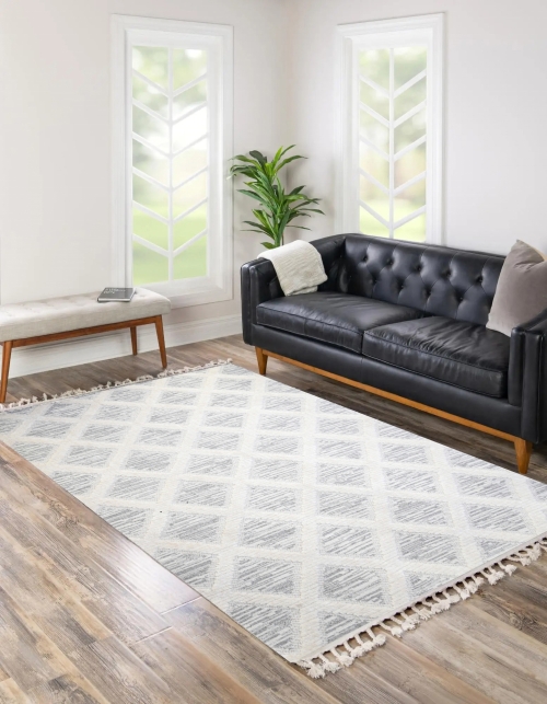 Dywan z frędzlami 160x230 cm Boho Biały Do Salonu AREZZO Z936A white/white