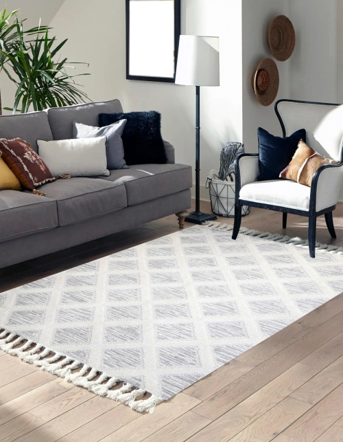 Dywan z frędzlami 160x230 cm Boho Biały Do Salonu AREZZO Z936A white/white