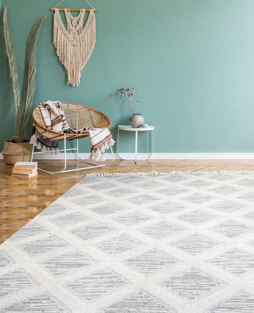 Dywan z frędzlami 160x230 cm Boho Biały Do Salonu AREZZO Z936A white/white
