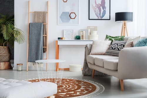Dywan z frędzlami Okrągły 120x120 cm Boho Loft Pomarańczowy Do Salonu BOHO EA01A cream/terra