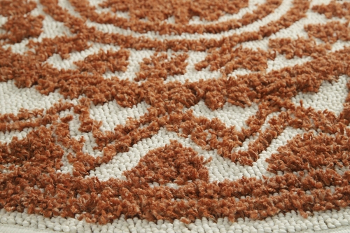 Dywan z frędzlami Okrągły 120x120 cm Boho Loft Pomarańczowy Do Salonu BOHO EA01A cream/terra