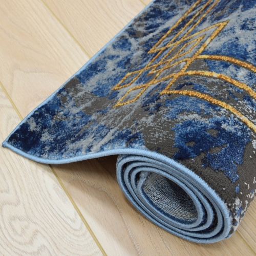 Dywan Abstrakcyjny 160x230 cm Nowoczesny Granatowy Do Salonu ETNA BP22B blue/grey