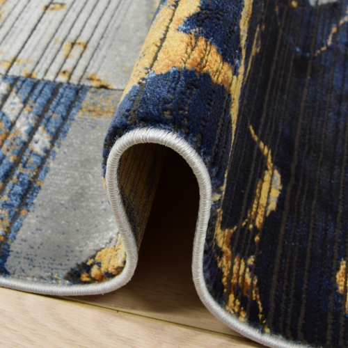Dywan Abstrakcyjny 160x230 cm Nowoczesny Granatowy Do Salonu ETNA BP23A grey/beige