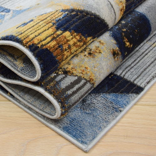 Dywan Abstrakcyjny 160x230 cm Nowoczesny Granatowy Do Salonu ETNA BP23A grey/beige