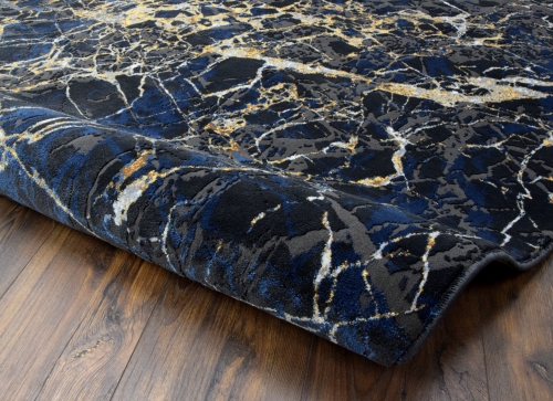 CZARNY NOWOCZESNY DYWAN DO SALONU - DYWANY ETNA - (BP26A black/d.blue) 80x150