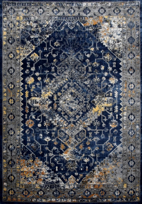 GRANATOWY KLASYCZNY DYWAN DO SALONU - DYWANY ETNA - (BT25B d.blue/grey) 200x290