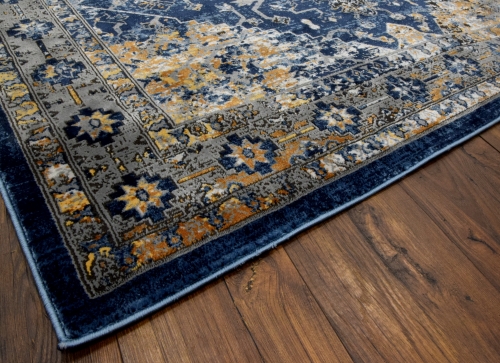 GRANATOWY KLASYCZNY DYWAN DO SALONU - DYWANY ETNA - (BT25B d.blue/grey) 200x290