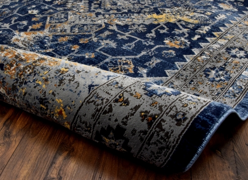 GRANATOWY KLASYCZNY DYWAN DO SALONU - DYWANY ETNA - (BT25B d.blue/grey) 200x290