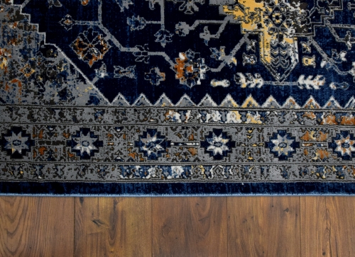 GRANATOWY KLASYCZNY DYWAN DO SALONU - DYWANY ETNA - (BT25B d.blue/grey) 200x290