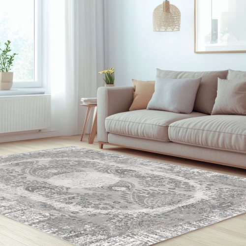 Dywan Tradycyjny 140x200 cm Orientalny Szary Do Salonu LATINA CL04A l.grey/grey