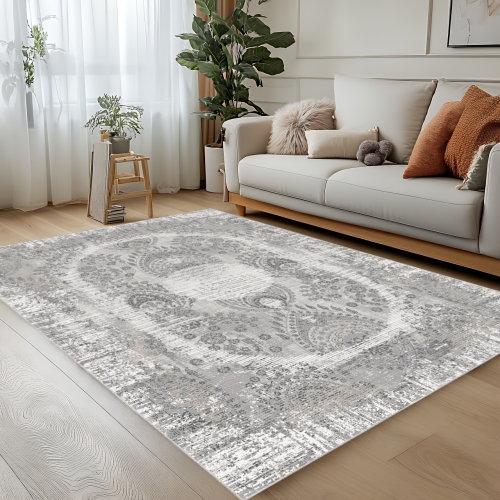 Dywan Tradycyjny 140x200 cm Orientalny Szary Do Salonu LATINA CL04A l.grey/grey
