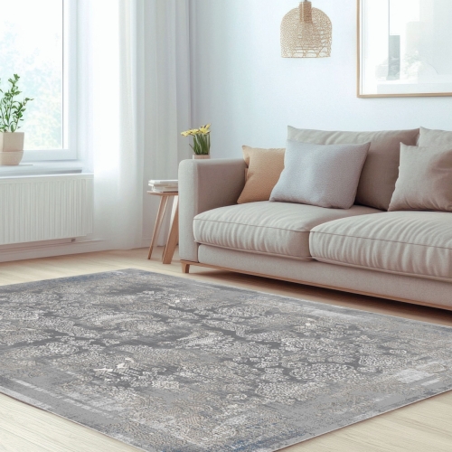 Dywan Tradycyjny 240x340 cm Orientalny Szary Do Salonu LATINA CM52A d.grey/grey