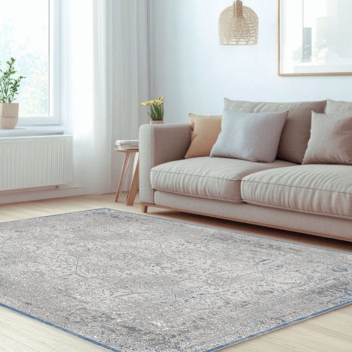 Dywan Tradycyjny 80x150 cm Orientalny Szary Do Salonu LATINA CM53A l.grey/l.grey