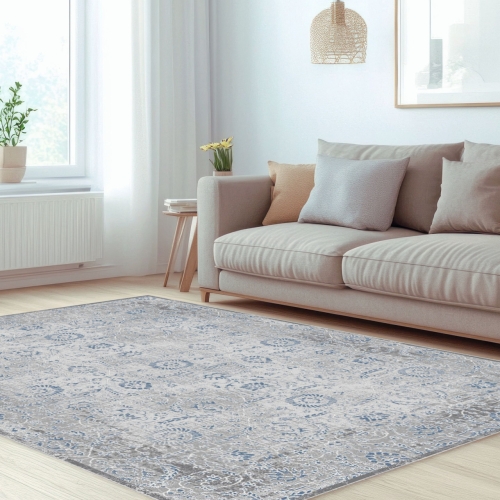 Dywan Tradycyjny 140x200 cm Orientalny Szary Do Salonu LATINA CM67A d.grey/blue