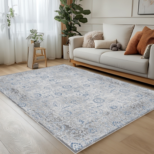 Dywan Tradycyjny 140x200 cm Orientalny Szary Do Salonu LATINA CM67A d.grey/blue