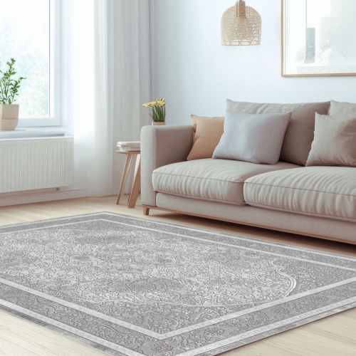 Dywan Tradycyjny 80x150 cm Orientalny Szary Do Salonu LATINA CN75A d.grey/l.grey