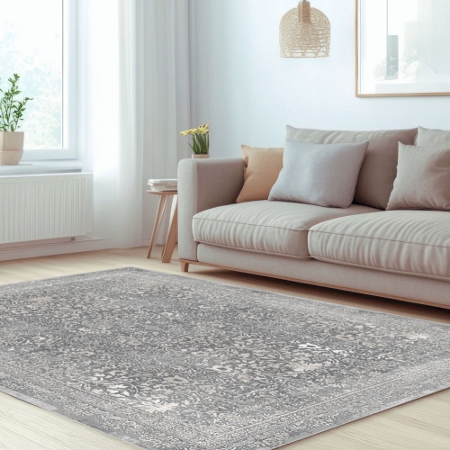 Dywan Tradycyjny 140x200 cm Orientalny Szary Do Salonu LATINA CN77A d.grey/beige