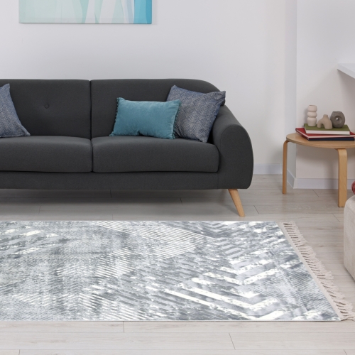 Dywan z frędzlami 120x170 cm Boho Szary Do Salonu ANKONA 7705A grey/papatya