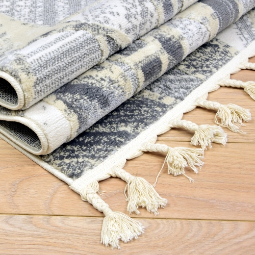 Dywan z frędzlami 120x170 cm Boho Szary Do Salonu ANKONA 7725A grey/bone