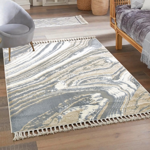 Dywan z frędzlami 120x170 cm Boho Szary Do Salonu ANKONA 8253A grey/beige