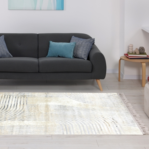 Dywan z frędzlami 120x170 cm Boho Kremowy Do Salonu ANKONA 8264A papatya/grey