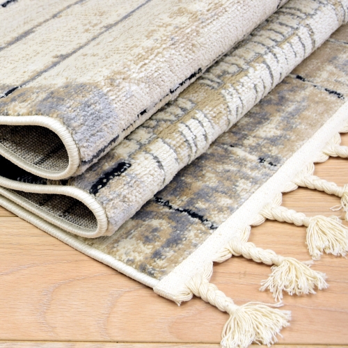 Dywan z frędzlami 120x170 cm Boho Beżowy Do Salonu ANKONA 8704A bone/grey