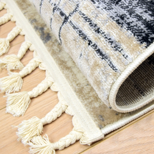 Dywan z frędzlami 120x170 cm Boho Beżowy Do Salonu ANKONA 8704A bone/grey