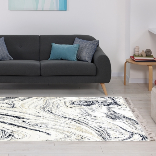 Dywan z frędzlami 120x170 cm Boho Beżowy Do Salonu ANKONA 9358A bone/black