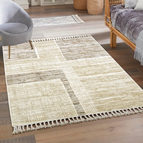 Dywan z frędzlami 160x230 cm Boho Beżowy Do Salonu ANKONA 9591A beige/brown
