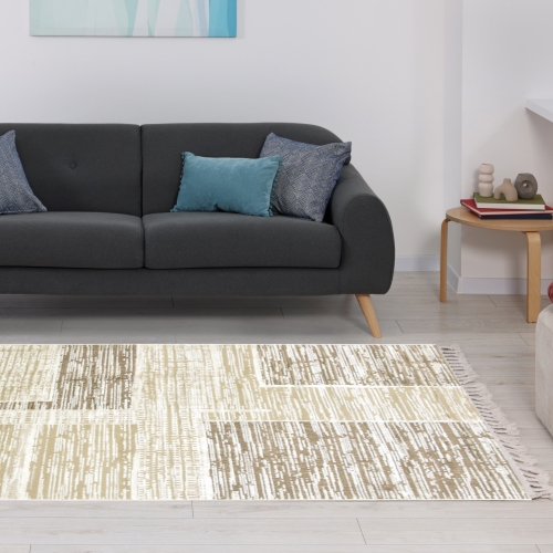 Dywan z frędzlami 160x230 cm Boho Beżowy Do Salonu ANKONA 9591A beige/brown
