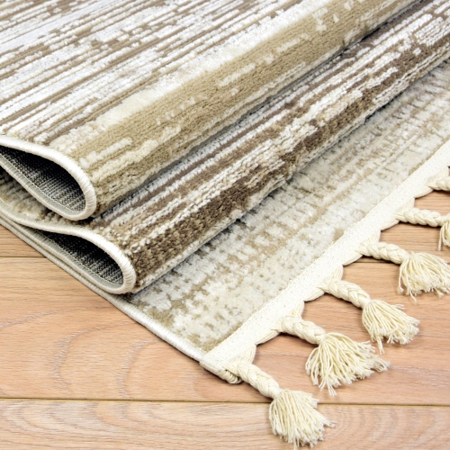 Dywan z frędzlami 160x230 cm Boho Beżowy Do Salonu ANKONA 9591A beige/brown