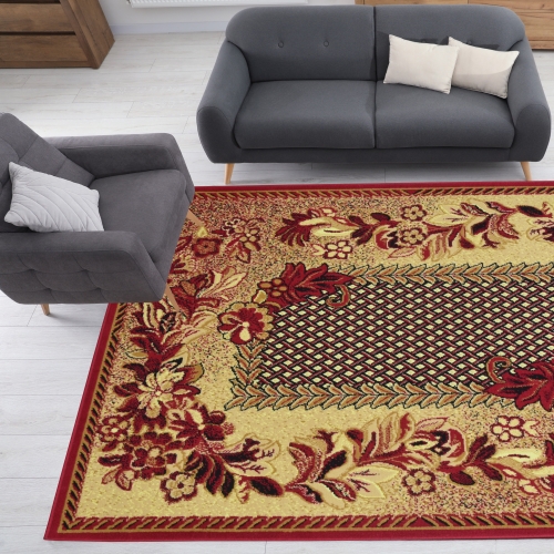 Dywan Tradycyjny 160x220 cm Orientalny Bordowy Do Salonu GRAFICA Braid