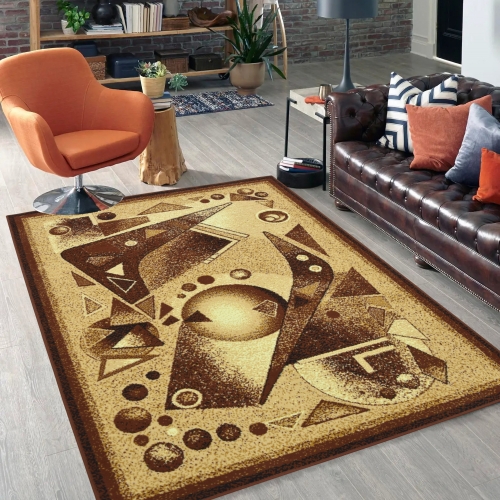 Dywan Abstrakcyjny 200x300 cm Nowoczesny Brązowy Do Salonu GRAFICA Cosmos
