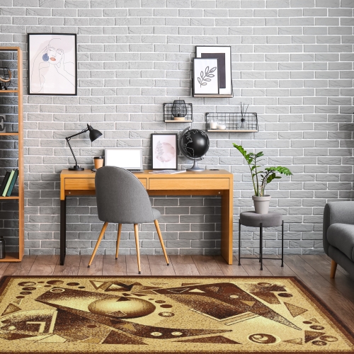 Dywan Abstrakcyjny 200x300 cm Nowoczesny Brązowy Do Salonu GRAFICA Cosmos