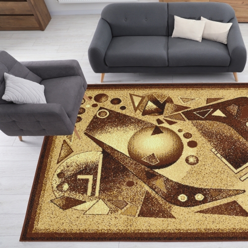 Dywan Abstrakcyjny 200x300 cm Nowoczesny Brązowy Do Salonu GRAFICA Cosmos