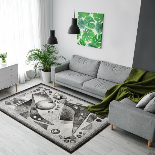 Dywan Abstrakcyjny 160x220 cm Nowoczesny Szary Do Salonu GRAFICA Cosmos