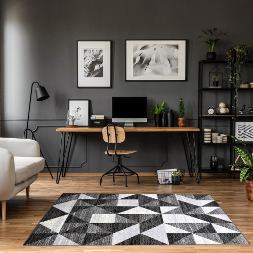Dywan Geometryczny 160x220 cm Nowoczesny Szary Do Salonu GRAFICA Mosaic