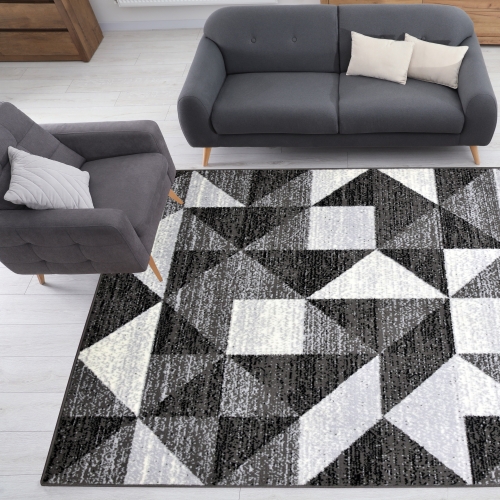 Dywan Geometryczny 160x220 cm Nowoczesny Szary Do Salonu GRAFICA Mosaic