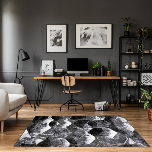 Dywan Geometryczny 160x220 cm Nowoczesny Szary Do Salonu GRAFICA Qubes