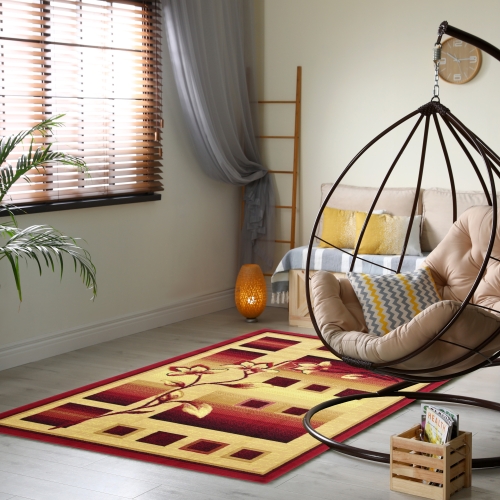 Dywan Tradycyjny 160x220 cm Orientalny Bordowy Do Salonu GRAFICA Shot
