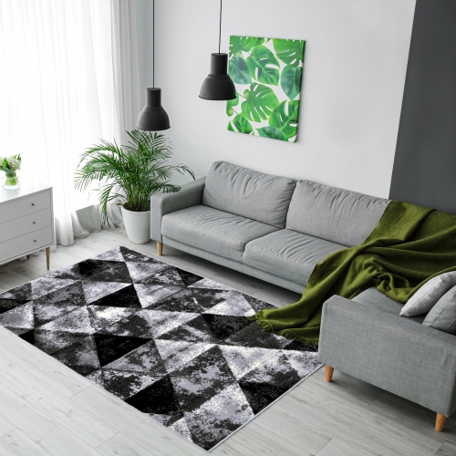 Dywan Geometryczny 60x110 cm Nowoczesny Szary Do Salonu GRAFICA Triangles